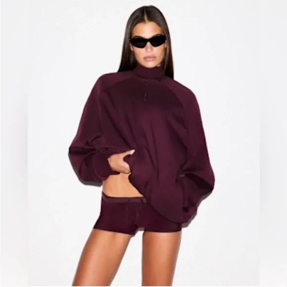 NWOT Skims x Nike Matte Tricot Track Jacket - Currant - Picture 1 of 4